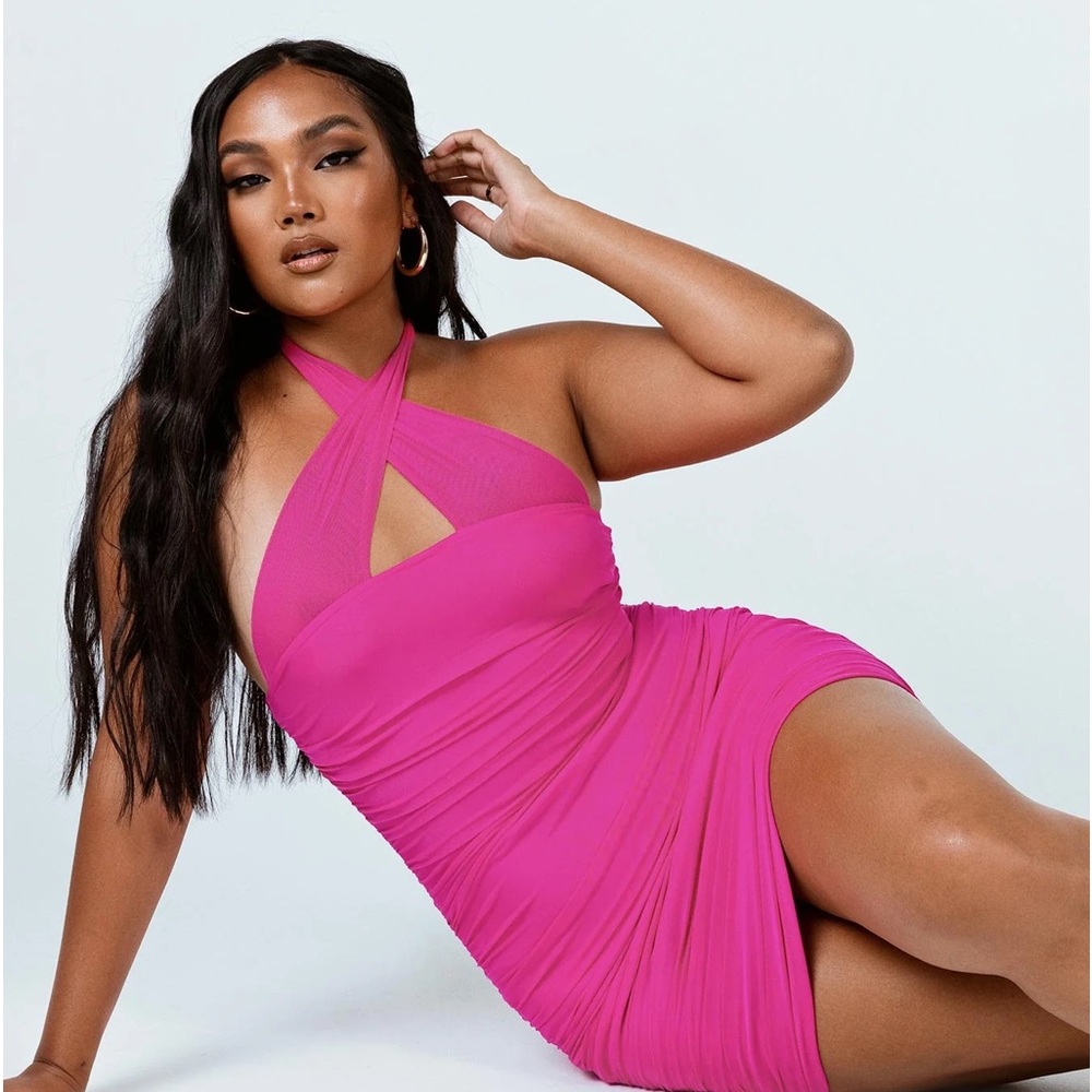 Princess Polly Pink Halter Neck Mini Dress